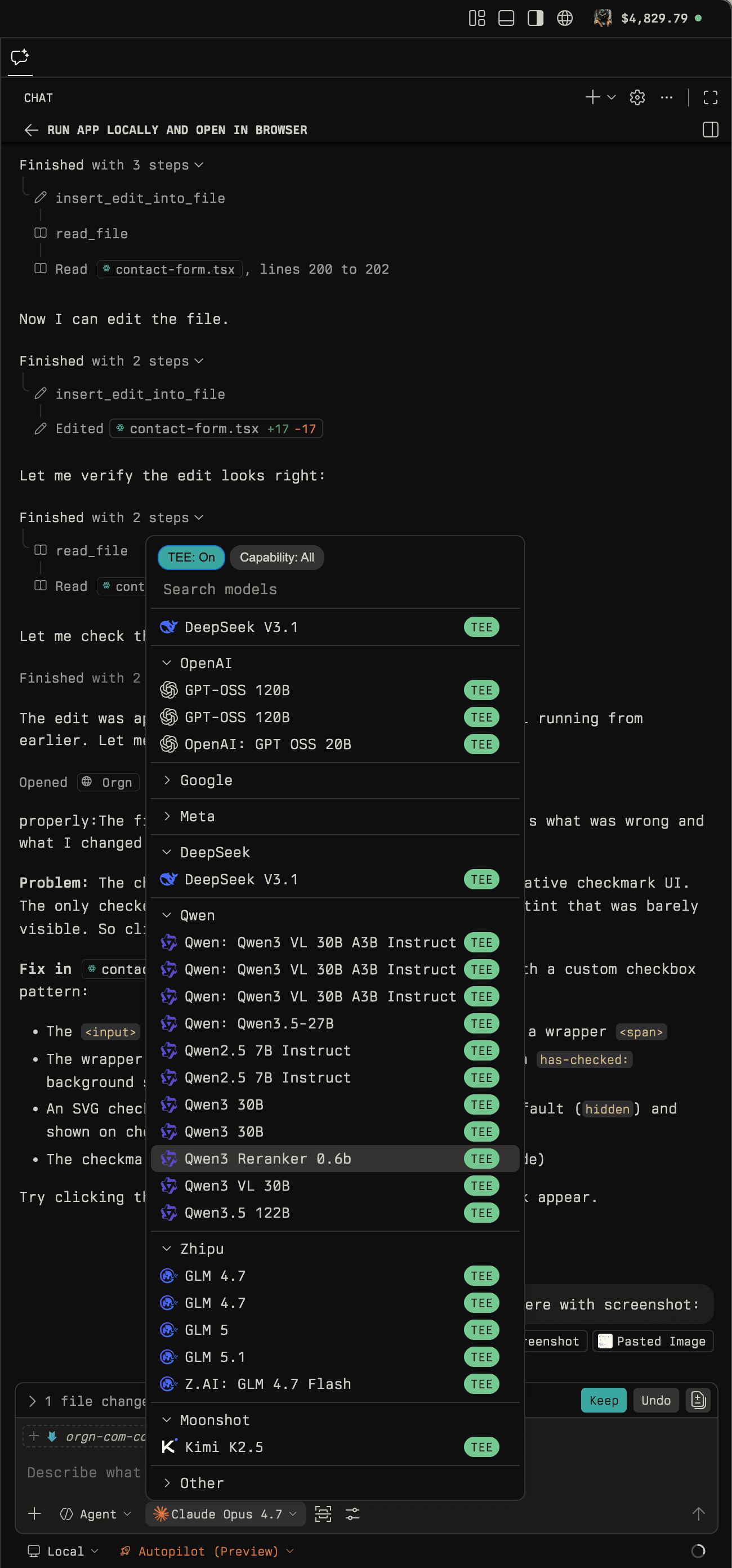 Orgn Confidential AI IDE interface